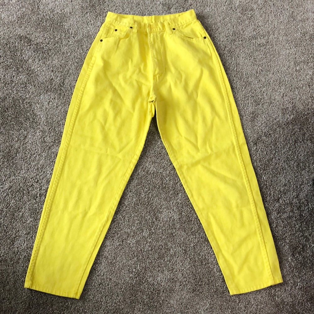 Vintage high-waisted Highlighter yellow jeans